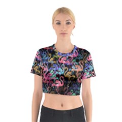 Flamingo Pattern Cotton Crop Top