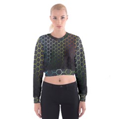 Hexagons Honeycomb Cropped Sweatshirt by Mariart