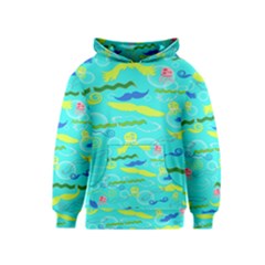 Mustache Jellyfish Blue Water Sea Beack Swim Blue Kids  Pullover Hoodie by Mariart