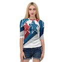 Star Red Blue White Line Space Quarter Sleeve Tee View1