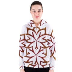 Abstract Shape Outline Floral Gold Women s Zipper Hoodie by Nexatart