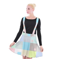 Pastel Diamonds Background Suspender Skater Skirt