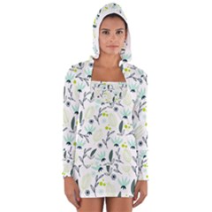 Hand Drawm Seamless Floral Pattern Women s Long Sleeve Hooded T-shirt by TastefulDesigns