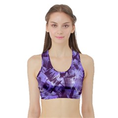 Purple Paint Strokes Sports Bra With Border by KirstenStar