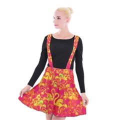 Flamingo Pattern Suspender Skater Skirt