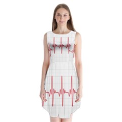 Cardiogram Vary Heart Rate Perform Line Red Plaid Wave Waves Chevron Sleeveless Chiffon Dress   by Mariart