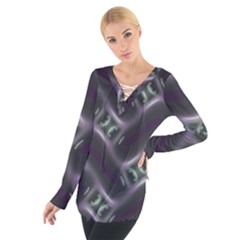 Closeup Purple Line Women s Tie Up Tee by Mariart