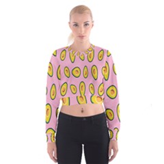 Fruit Avocado Green Pink Yellow Cropped Sweatshirt by Mariart