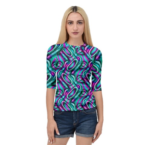 Circle Purple Green Wave Chevron Waves Quarter Sleeve Tee by Mariart