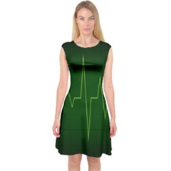 Heart Rate Green Line Light Healty Capsleeve Midi Dress by Mariart