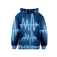 Heart Monitoring Rate Line Waves Wave Chevron Blue Kids  Pullover Hoodie