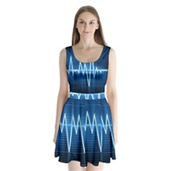 Heart Monitoring Rate Line Waves Wave Chevron Blue Split Back Mini Dress  by Mariart