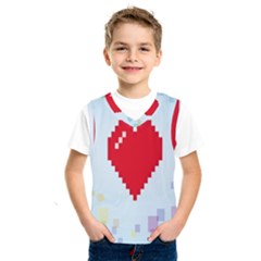 Red Heart Love Plaid Red Blue Kids  Sportswear by Mariart