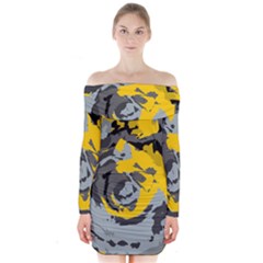 Abstract Art Long Sleeve Off Shoulder Dress by ValentinaDesign