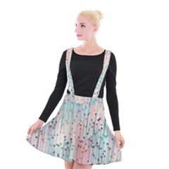 Vertical Behance Line Polka Dot Grey Pink Suspender Skater Skirt