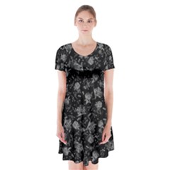 Floral Pattern Short Sleeve V-neck Flare Dress by ValentinaDesign