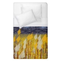 Blue And Gold Landscape With Moon Duvet Cover (single Size) by digitaldivadesigns