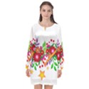 Heart Flowers Sign Long Sleeve Chiffon Shift Dress  View1