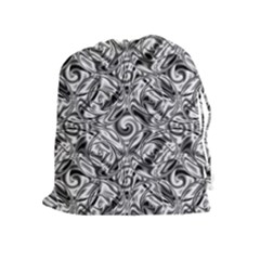 Gray Scale Pattern Tile Design Drawstring Pouches (extra Large) by Nexatart