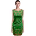 Summer Landscape In Green And Gold Sleeveless Velvet Midi Dress View1