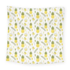 Pineapple Fruit And Juice Patterns Square Tapestry (large) by TastefulDesigns