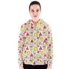 Summer Fruits Pattern Women s Zipper Hoodie by TastefulDesigns