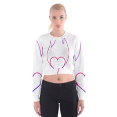 Heart Flame Logo Emblem Cropped Sweatshirt by Nexatart