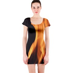 Fire Flame Pillar Of Fire Heat Short Sleeve Bodycon Dress by Nexatart