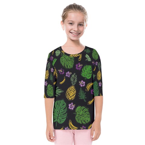 Tropical Pattern Kids  Quarter Sleeve Raglan Tee by Valentinaart