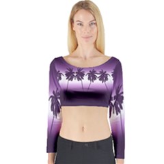 Tropical Sunset Long Sleeve Crop Top by Valentinaart