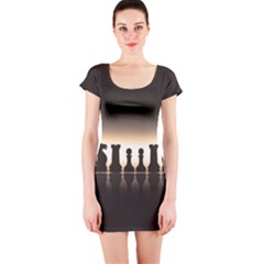 Chess Pieces Short Sleeve Bodycon Dress by Valentinaart