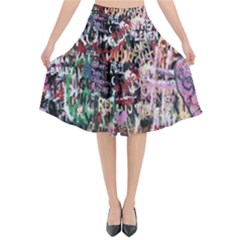 Graffiti Wall Pattern Background Flared Midi Skirt by Nexatart