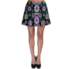 Fantasy Flower Forest  In Peacock Jungle Wood Skater Skirt by pepitasart