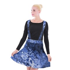 Blue Waves Abstract Art Suspender Skater Skirt