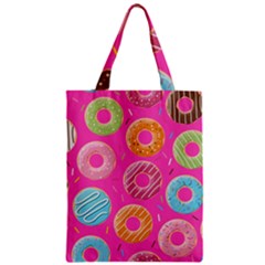 Doughnut Bread Donuts Pink Zipper Classic Tote Bag by Mariart