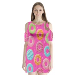 Doughnut Bread Donuts Pink Shoulder Cutout Velvet  One Piece by Mariart