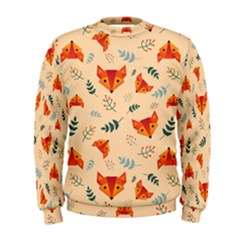 Foxes Animals Face Orange Men s Sweatshirt by Mariart