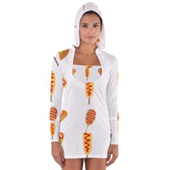 Hot Dog Buns Sate Sauce Bread Women s Long Sleeve Hooded T-shirt by Mariart