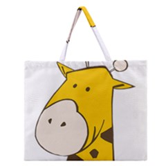 Illustrain Giraffe Face Animals Zipper Large Tote Bag by Mariart