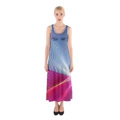 Light Means Net Pink Rainbow Waves Wave Chevron Red Sleeveless Maxi Dress by Mariart