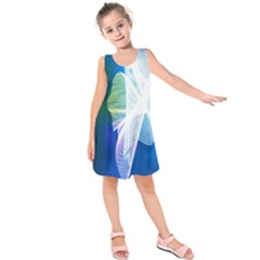 Net Sea Blue Sky Waves Wave Chevron Kids  Sleeveless Dress by Mariart