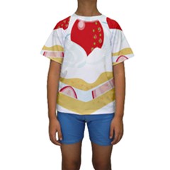 Seeds Strawberry Bread Fruite Red Kids  Short Sleeve Swimwear by Mariart