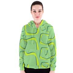 Shapes Green Lime Abstract Wallpaper Women s Zipper Hoodie by Mariart