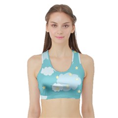 Stellar Cloud Blue Sky Star Sports Bra With Border by Mariart