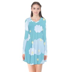 Stellar Cloud Blue Sky Star Flare Dress by Mariart