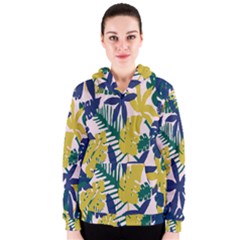 Tropics Leaf Yellow Green Blue Women s Zipper Hoodie by Mariart