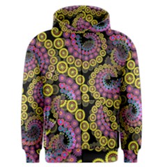 Spiral Floral Fractal Flower Star Sunflower Purple Yellow Men s Zipper Hoodie by Mariart