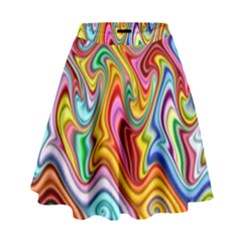 Rainbow Gnarls High Waist Skirt by WolfepawFractals