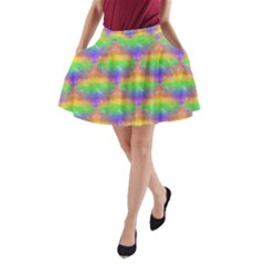 Painted Rainbow Pattern A-line Pocket Skirt by Brini