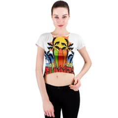 Tropical Summer Crew Neck Crop Top by Valentinaart